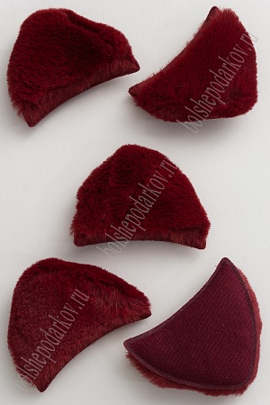 Патч меховой &quot;Ушки&quot; 6,5*5 см (10 шт) SF-3164, бордовый