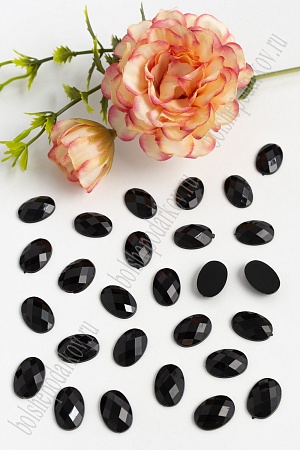 Стразы граненые 10*14 мм, овал (100 шт) SF-1608, черный
