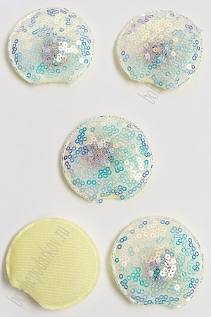 Патч с пайетками &quot;Ушки круглые&quot; 5,5*5 см (5 шт) SF-3165, лимонный