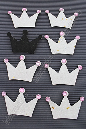 Патч с декором стразы 6*4 см &quot;Корона&quot; (10 шт) SF-1876, белый