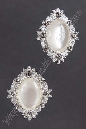 Серединка ювелирная (2 шт) SF-5952, серебро/белый №1