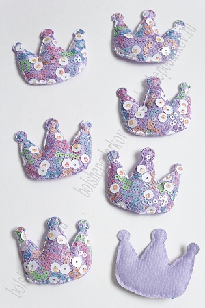 Патч с крупными пайетками &quot;Корона&quot; 46*53 мм (10 шт) SF-2975, фиолетовый