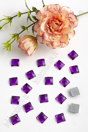 Стразы граненые 10 мм, квадратные (100 шт) SF-403, темно-фиолетовый