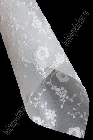 Пленка ПВХ с вышивкой &quot;Цветочки&quot; А4 (5 листов) SF-6056, белый №7