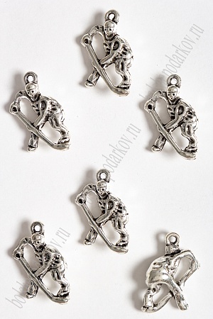 Подвеска металл 26*17 мм &quot;Хоккеист №5284&quot; (50 гр) SF-3392, серебро