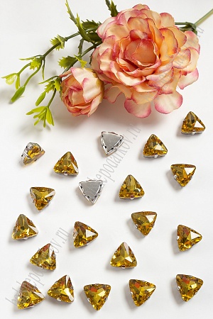 Стразы пришивные 12 мм &quot;Треугольник&quot; (10 шт) SF-3766, золото №14