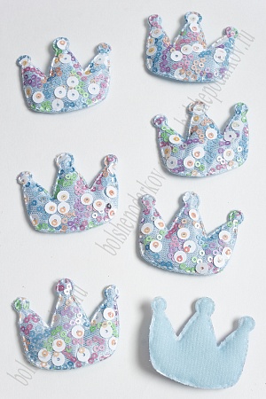 Патч с крупными пайетками &quot;Корона&quot; 46*53 мм (10 шт) SF-2975, голубой