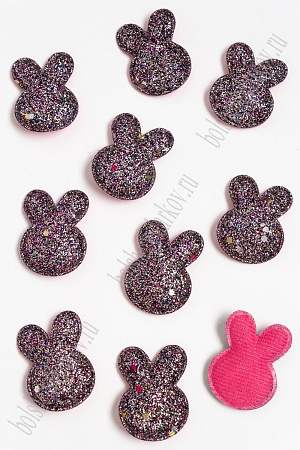 Патч 3D с блестками &quot;Зайка&quot; 4*3 см (20 шт) SF-3162, черный/фукси