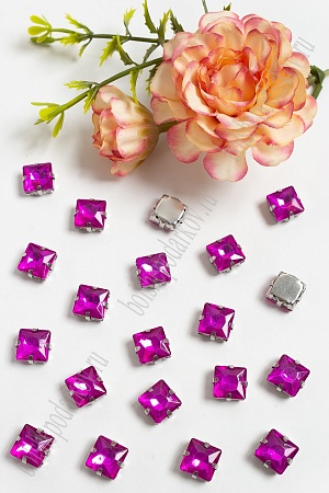 Стразы пришивные 10 мм &quot;Квадрат&quot; (20 шт) SF-3711, фукси №21