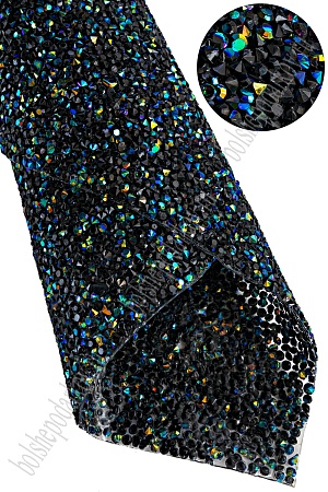 Стразовое полотно на силиконовой основе 24*40 см (SF-6005) черный/хамелеон №2