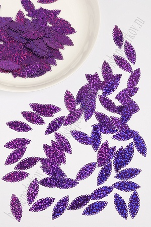 Пайетки 3,2*1,3 см &quot;Листок ажурный&quot; 50 гр (SF-1938) темно-сиреневый №50128
