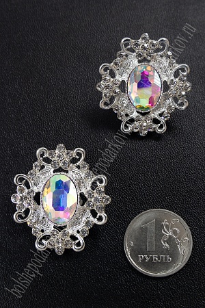 Серединка ювелирная (2 шт) SF-5794, серебро/серебро радужное №29