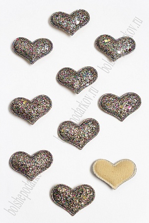 Патч 3D с блестками &quot;Сердечко&quot; 3,8*2,8 см (20 шт) SF-3162, разноцветный №2