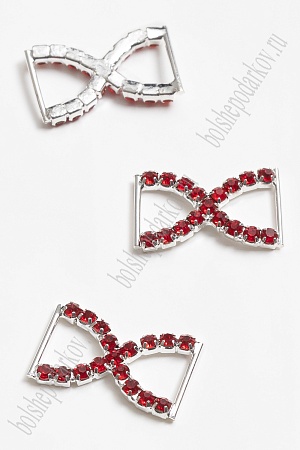 Пряжка декоративная со стразами 26*15 мм (5 шт) SF-2058, красный