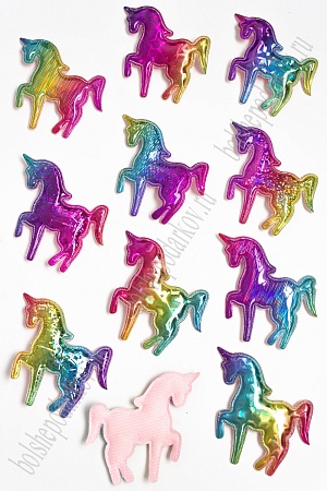 Патч голографик &quot;Единорог&quot; 6*6,5 см (30 шт) SF-2974, ассорти