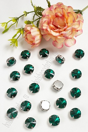 Стразы пришивные 12 мм &quot;Круг&quot; (20 шт) SF-3706, изумрудный №5