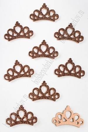 Патч с блестками &quot;Корона ажурная&quot; 4,4*2,8 см (30 шт) SF-1108, шоколадный