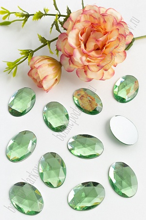 Стразы граненые 18*25 мм, овал (50 шт) SF-1612, светло-зеленый