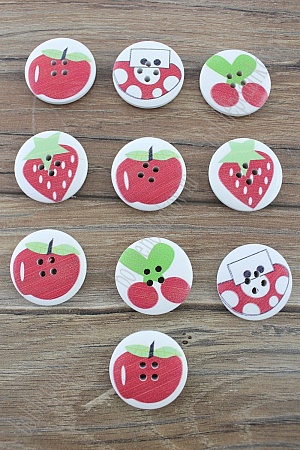 Пуговицы декоративные 30 мм с рисунком &quot;Фрукты-ягоды&quot; (20 шт) SF-2184