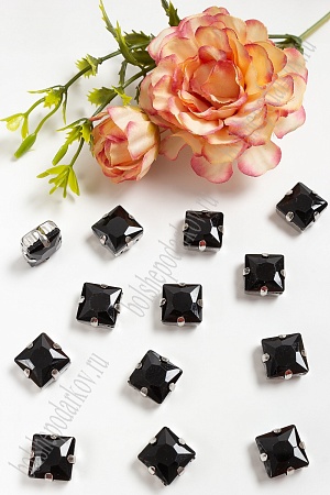 Стразы пришивные 12 мм &quot;Квадрат&quot; (20 шт) SF-3710, черный №16