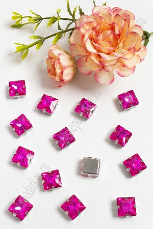 Стразы пришивные 12 мм &quot;Квадрат&quot; (20 шт) SF-3710, фукси №21