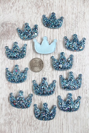 Патч 3D, россыпь пайеток &quot;Корона&quot; 3,7*3,2 см (20 шт) SF-1533, голубой