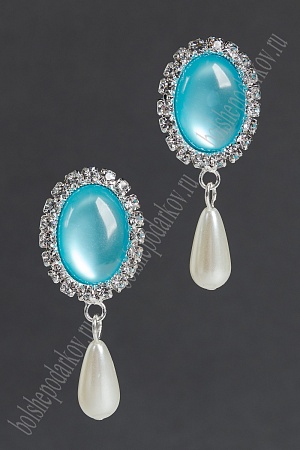 Серединка ювелирная с подвеской (2 шт) SF-5953, серебро/голубой №6