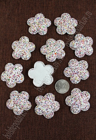 Патч 3D, россыпь пайеток &quot;Цветок&quot; 4 см (20 шт) SF-1536, белый/розовый