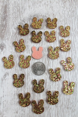 Патч с пайетками &quot;Зайчик&quot; 2,5*2 см (20 шт) SF-1531, золото