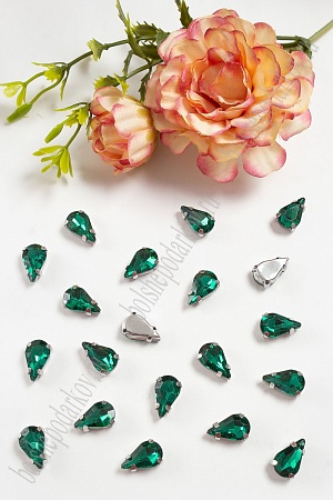 Стразы пришивные 13 мм &quot;Капелька&quot; (20 шт) SF-3709, изумрудный №5