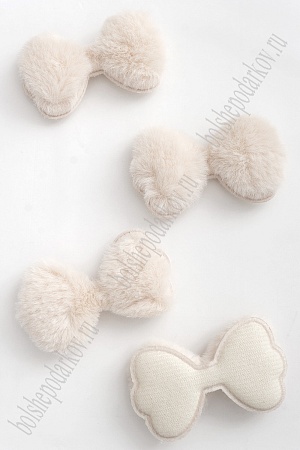 Патч меховой &quot;Бантик&quot; 6,5*3,7 см (10 шт) SF-3164, бежевый