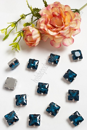 Стразы пришивные 12 мм &quot;Квадрат&quot; (20 шт) SF-3710, темно-бирюзовый №8