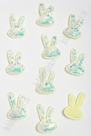 Патч с пайетками &quot;Зайка&quot; 2,8*3,8 см (10 шт) SF-2968, лимонный