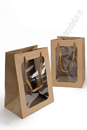 Пакет крафтовый с окошком 20*30*16 см (12 шт) SF-7485