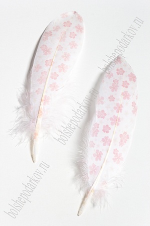 Перья декоративные 16*4,5 см (6 шт) &quot;Цветочки&quot; красные