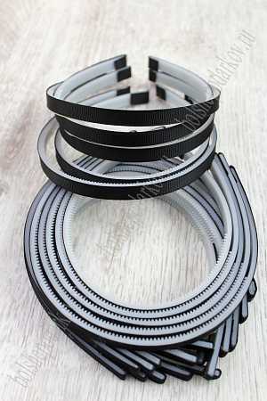 Ободки 1 см, пластик. с репсовой тканью (20 шт) SF-1466, черный №39