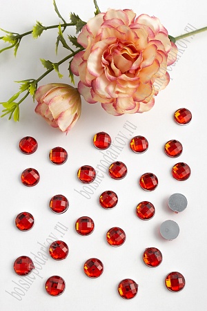 Стразы граненые 10 мм, круглые (200 шт) SF-397, красный