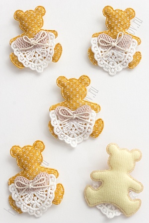 Патч тканевый &quot;Мишка&quot; 4,9*6 см (5 шт) SF-2977, горчичный