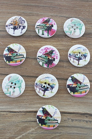 Пуговицы декоративные 30 мм с рисунком &quot;Рояль&quot; (20 шт) SF-2184