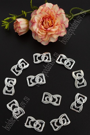 Пряжка 25*15 мм &quot;Сердца&quot; SF-1603 (50 шт) серебро