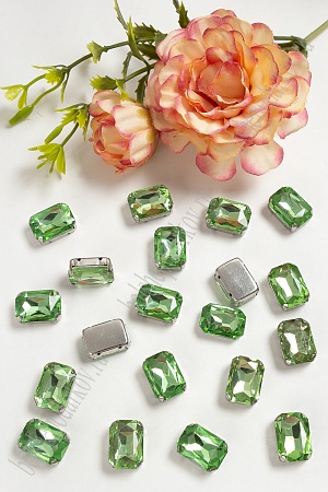 Стразы пришивные 14 мм &quot;Прямоугольник&quot; (20 шт) SF-3703, салатовый №7