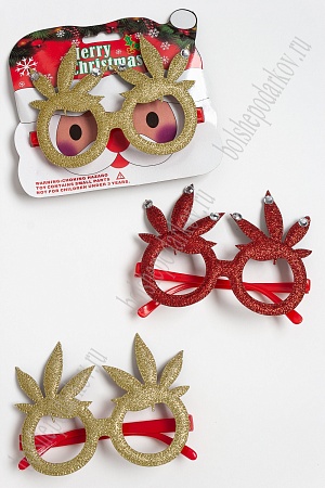Новогодние очки 14*10,5 см &quot;Листики&quot; (SF-1708), в ассортименте