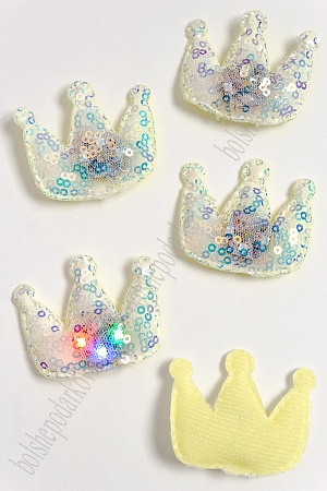 Патч с пайетками &quot;Корона&quot; 5,3*4,3 см (5 шт) SF-3165, лимонный