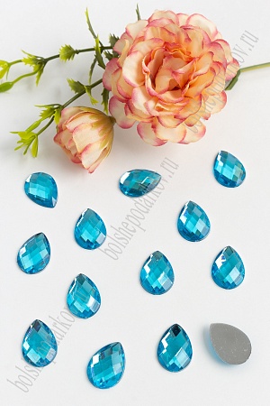 Стразы граненые 13*18 мм, капля (50 шт) SF-383, бирюзовый