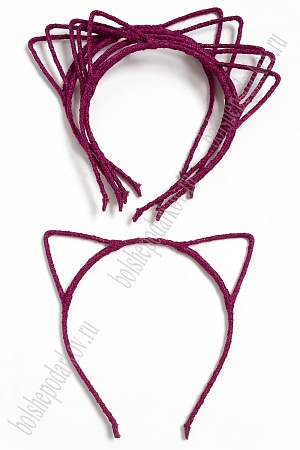 Ободки &quot;Ушки&quot; 5 мм ткань с люрексом (10 шт) SF-1128, фукси