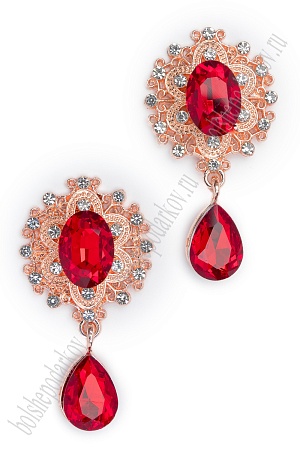 Серединка ювелирная с подвеской (2 шт) SF-4482, золото/бордовый №1