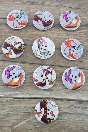 Пуговицы декоративные 30 мм с рисунком &quot;Туфелька&quot; (20 шт) SF-2184