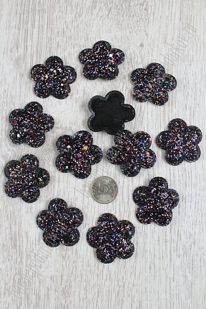 Патч 3D, россыпь пайеток &quot;Цветок&quot; 4 см (20 шт) SF-1536, черный