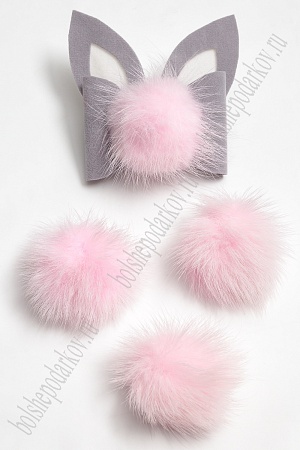 Помпон-половинка меховой 5 см, на основе (5 шт) SF-6145, светло-розовый №6