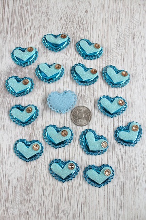 Патч 3D, с декором &quot;Сердце&quot; 3,7*2,5 см (20 шт) SF-1544, бирюзовый